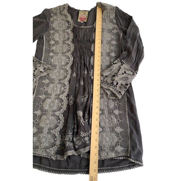 Johnny Was rayon pewter embroidered lace eyelet kimono style boho tunic top XS - Picture 4 of 9
